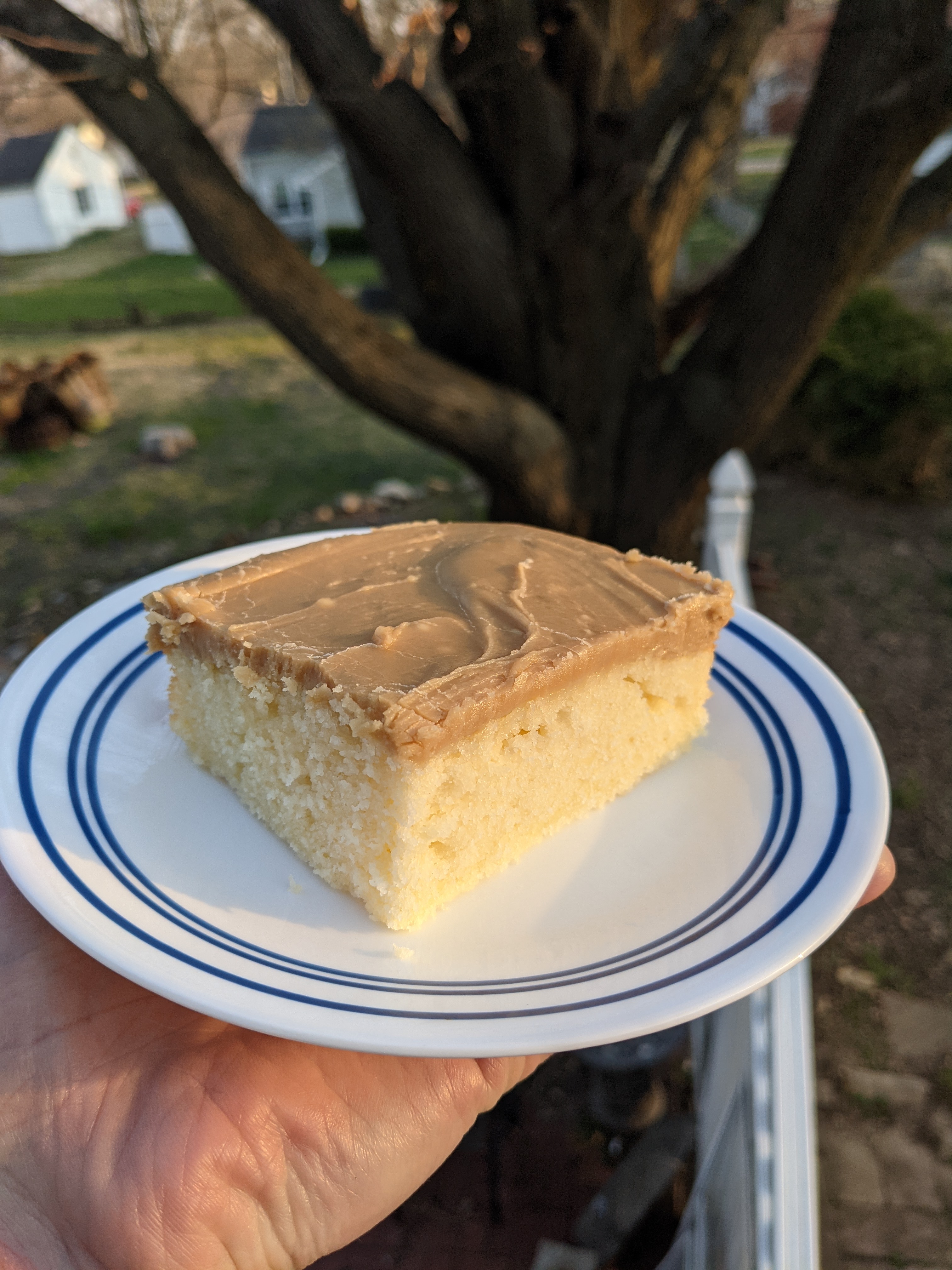 A slice of Buttermilk Caramel Cake