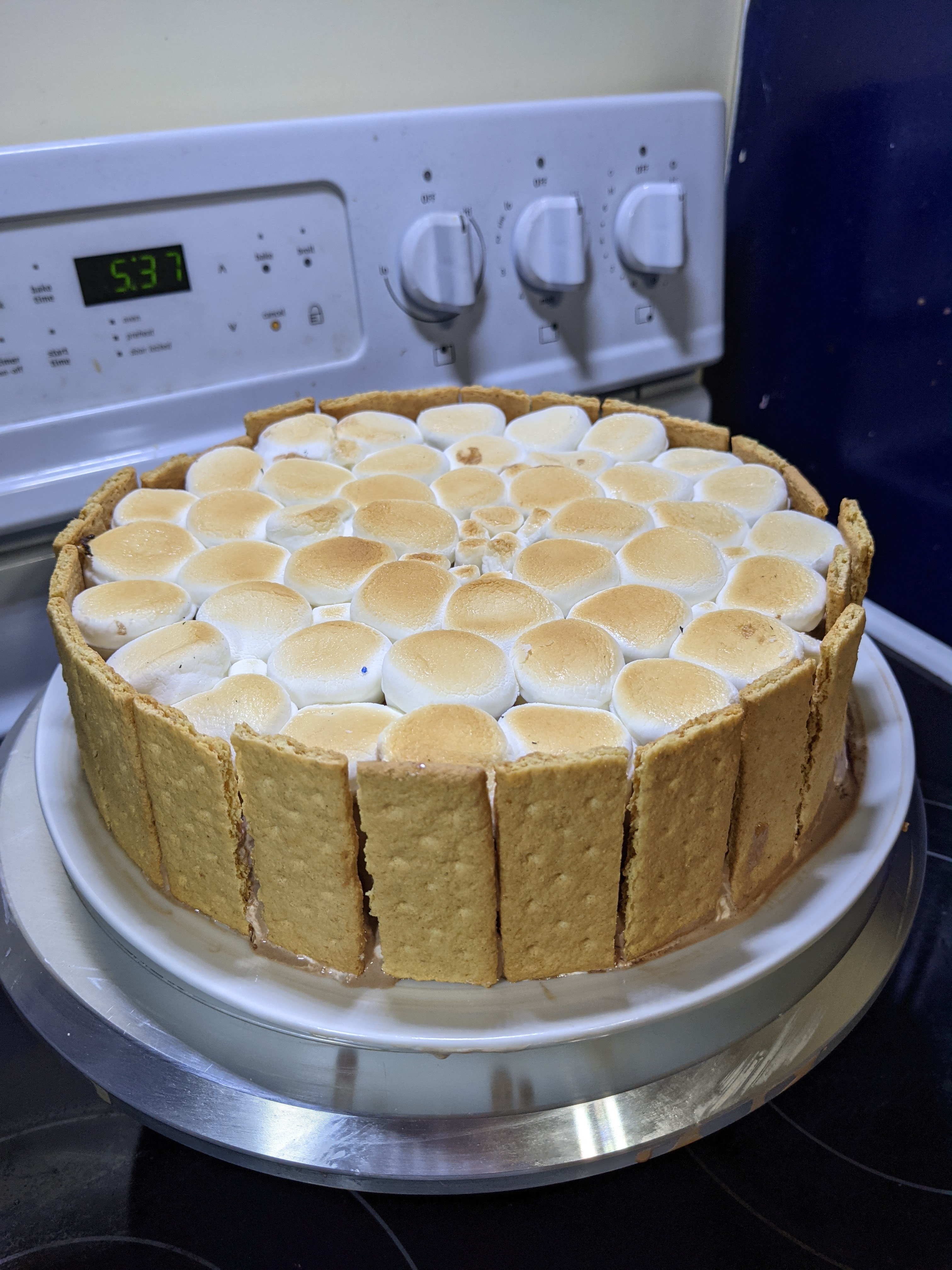 A s'mores ice cream cake